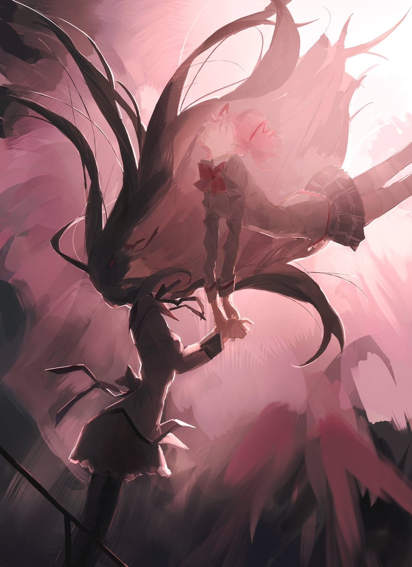 akemi homura and kaname madoka (mahou shoujo madoka magica) drawn by sijimao