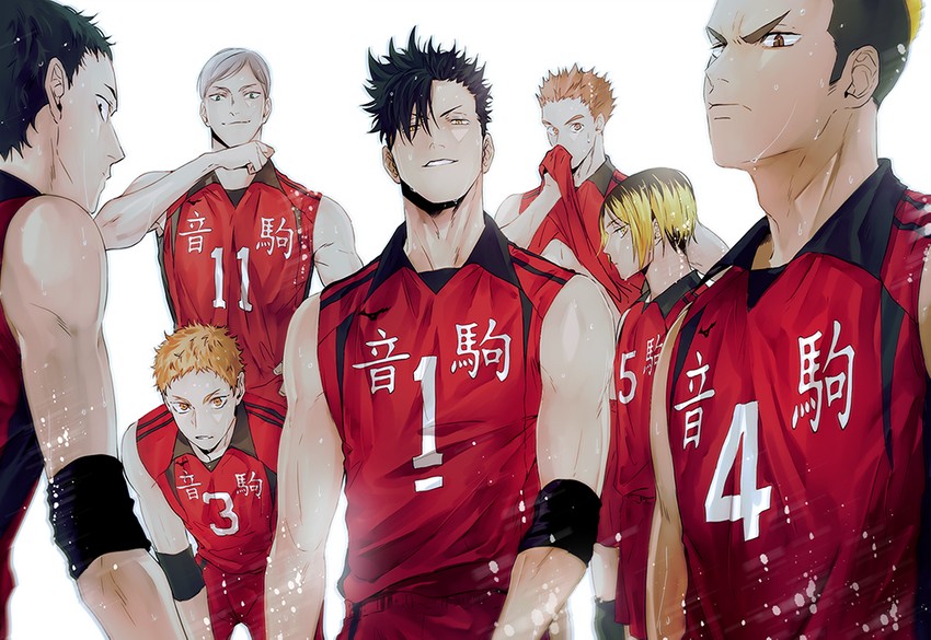 kuroo tetsurou, kozume kenma, haiba lev, yaku morisuke, yamamoto taketora, and 2 more (haikyuu!!) drawn by ummm_mmma