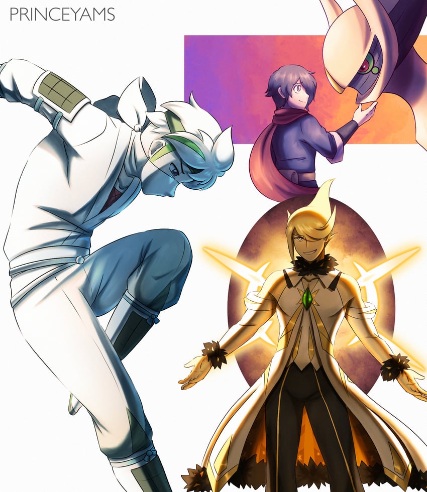 rei, arceus, cynthia, and beni (pokemon and 2 more) drawn by princeyam