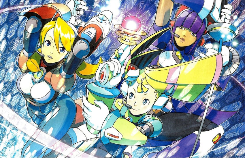 alia, layer, and pallette (mega man and 2 more) drawn by yoshikawa_tatsuya