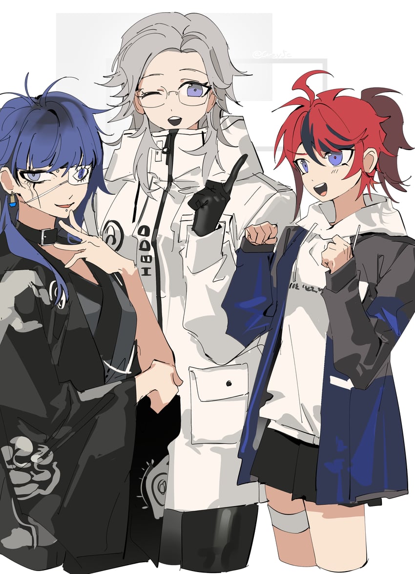 aotsuki eito, sumino takumi, and omokage yugamu (the hundred line -last defense academy-) drawn by si_ming