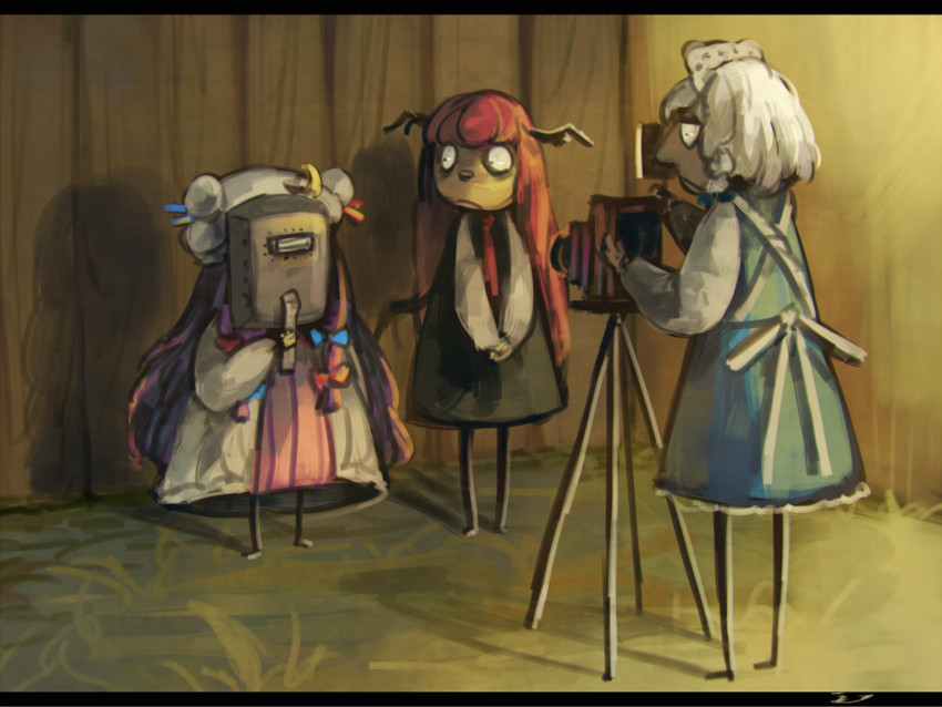izayoi sakuya, patchouli knowledge, and koakuma (touhou) drawn by koto_inari