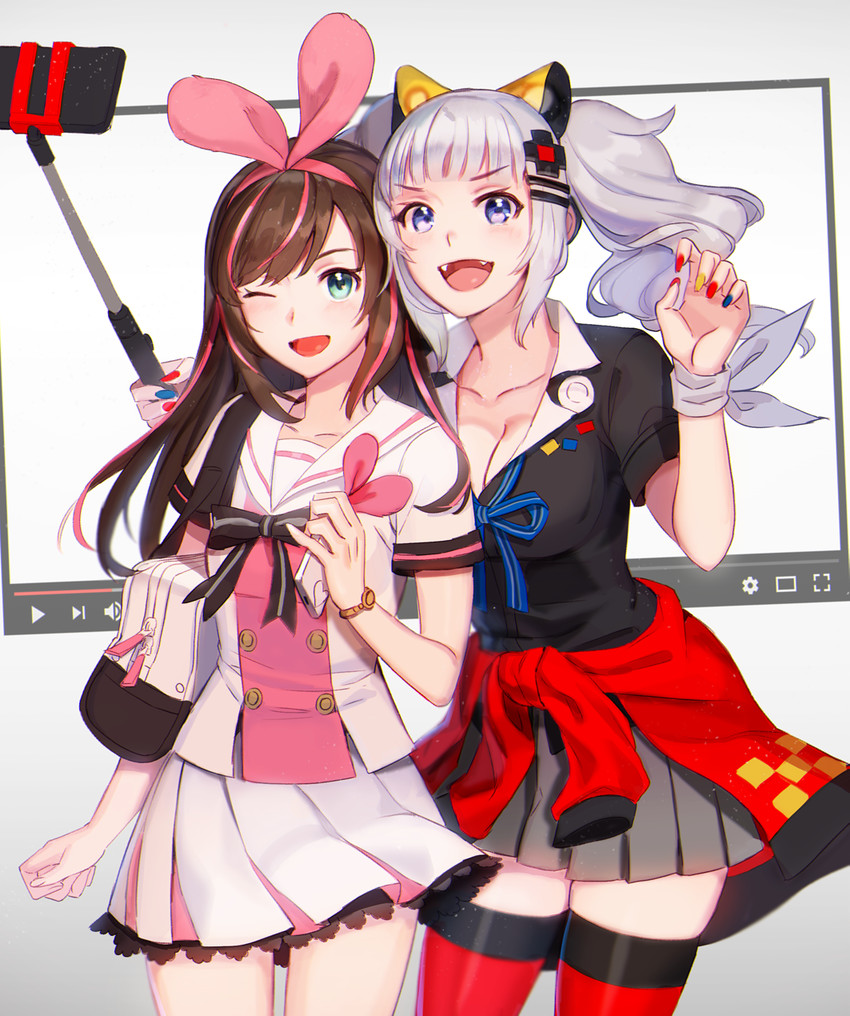 kizuna ai and kaguya luna (kizuna ai inc. and 2 more) drawn by jeonpa