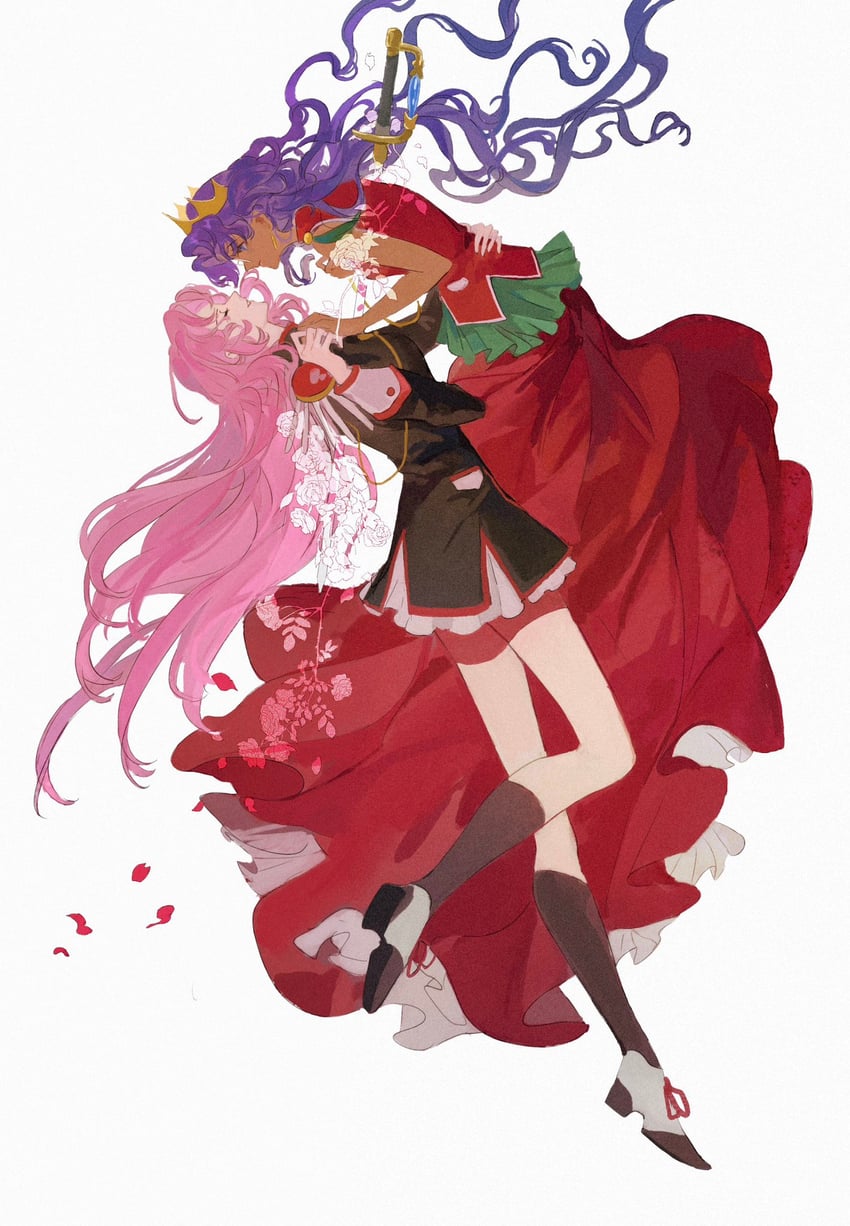 tenjou utena and himemiya anthy (shoujo kakumei utena) drawn by ye_(ran_chiiipye)