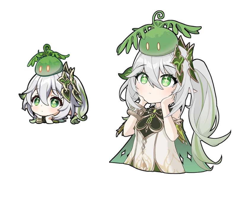 nahida, slime, and dendro slime (genshin impact) drawn by huzi_jun753