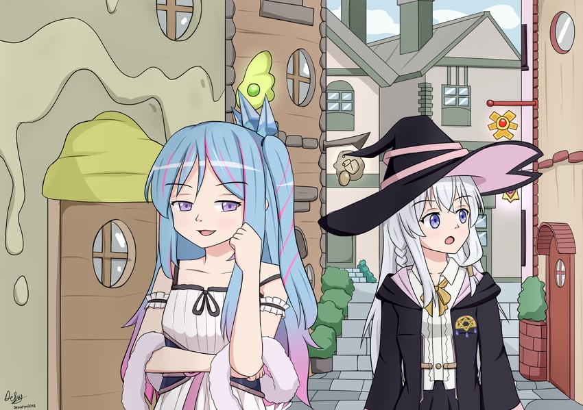 elaina, rilliona, and witchcrafter madame verre (yu-gi-oh! and 1 more) drawn by dekapm0048