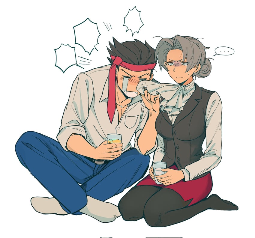phoenix wright and miles edgeworth (ace attorney) drawn by mingqi67342