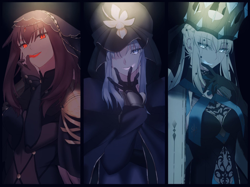 scathach, morgan le fay, medea, and joker (fate and 4 more) drawn by nattu721pi
