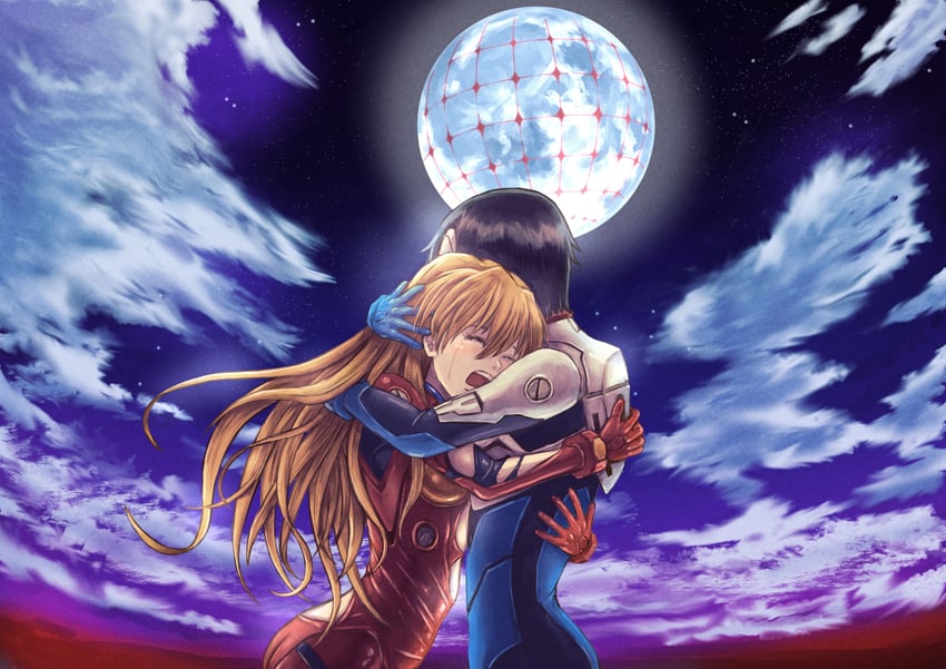 souryuu asuka langley and ikari shinji (neon genesis evangelion and 2 more) drawn by kazumina