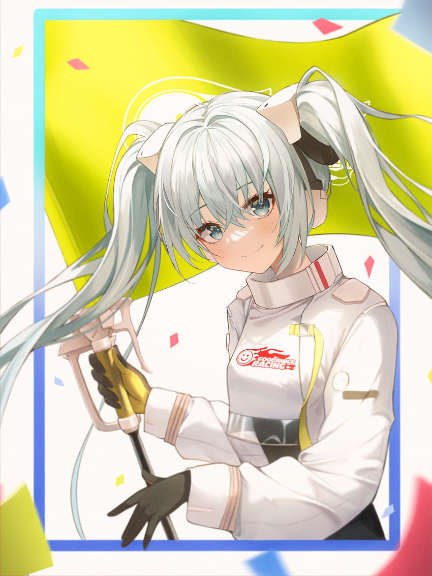 hatsune miku and racing miku (vocaloid and 1 more) drawn by hylogic
