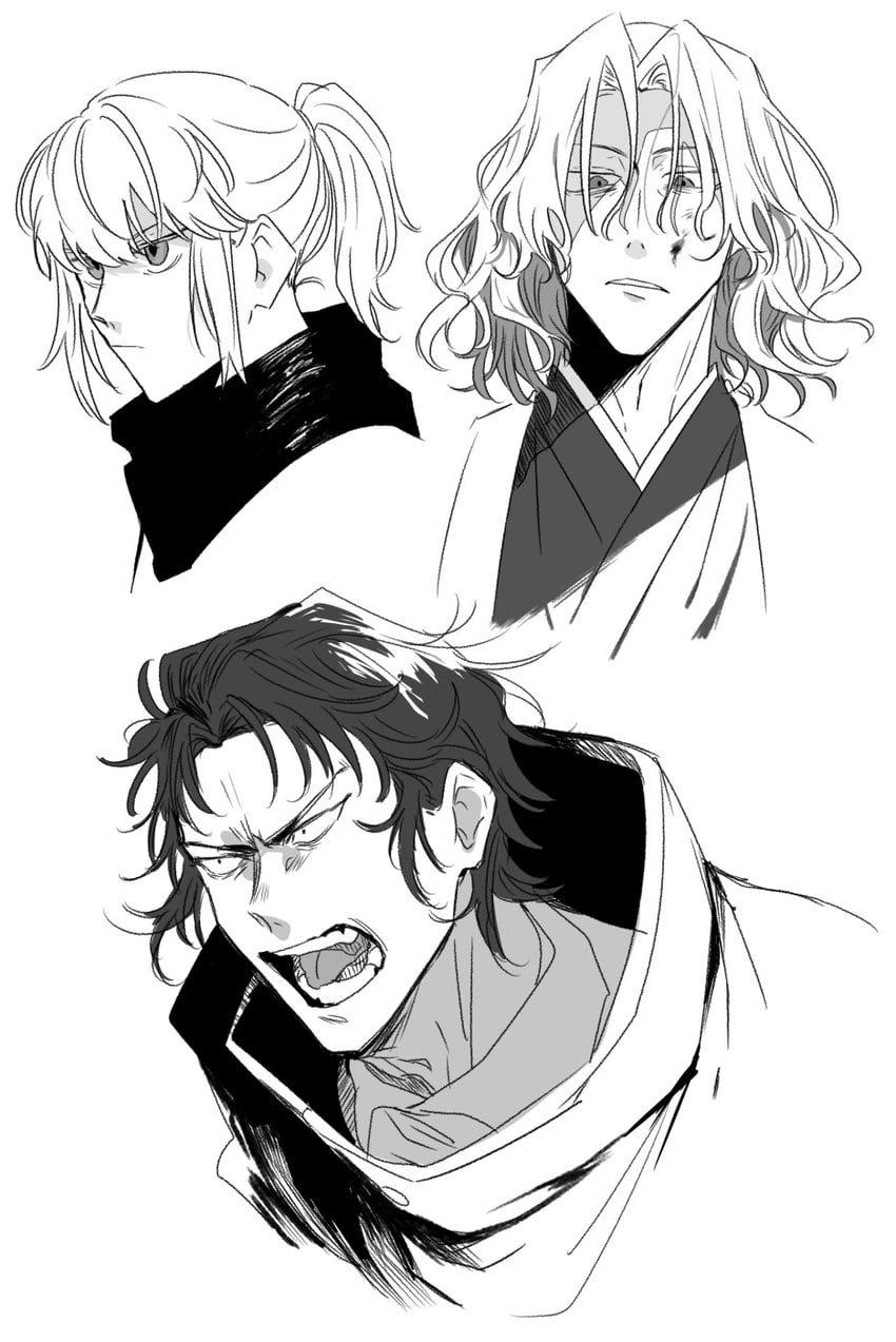 okita souji, saitou hajime, and hijikata toshizou (fate and 1 more) drawn by noz_2to