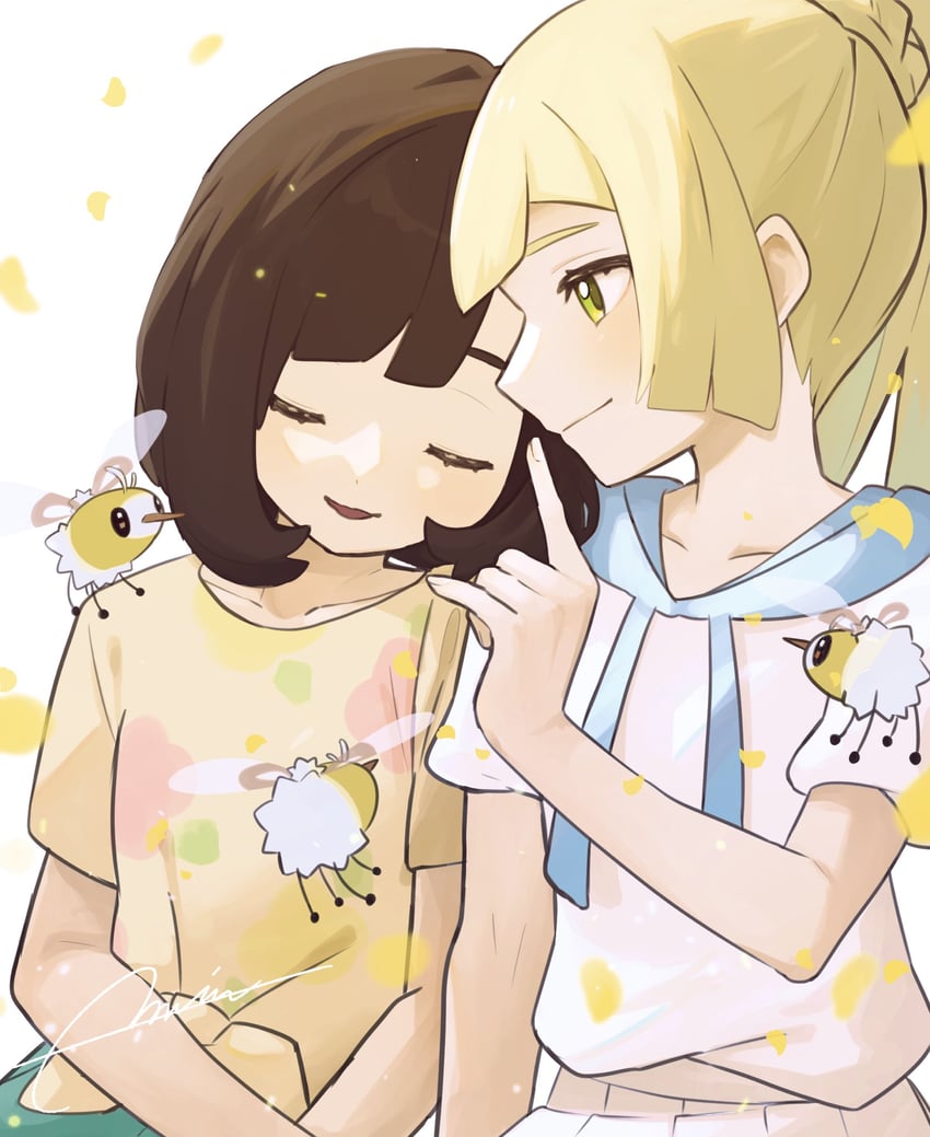 lillie, selene, and cutiefly (pokemon and 1 more) drawn by miu_(miuuu_721)