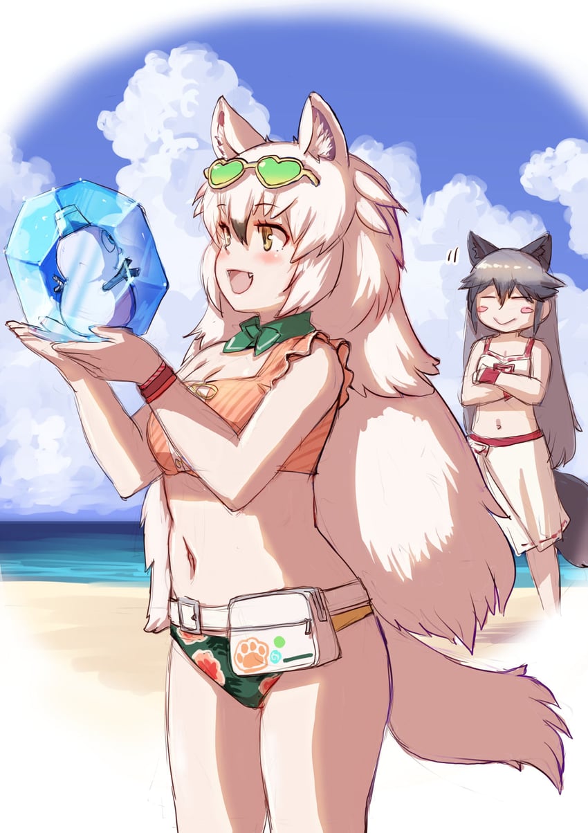 silver fox and arctic wolf (kemono friends and 1 more) drawn by kosai_takayuki