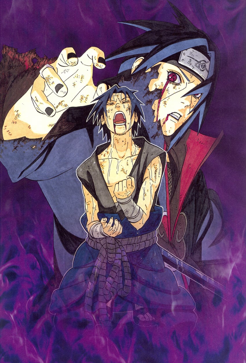 uchiha sasuke and uchiha itachi (naruto and 1 more) drawn by chibihimawari and kishimoto_masashi