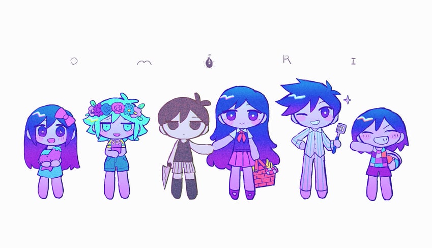 omori, basil, aubrey, mari, kel, and 2 more (omori) drawn by fuji_den_fujiko