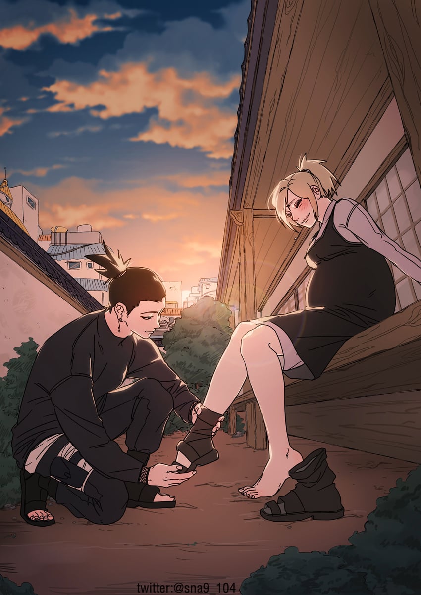 temari and nara shikamaru (naruto and 1 more) drawn by sna9_104