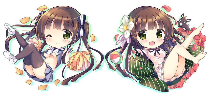 ujimatsu chiya and anko (gochuumon wa usagi desu ka?) drawn by kurou_(quadruple_zero)