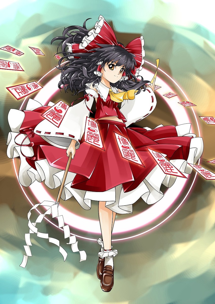 hakurei reimu (touhou) drawn by cai-man