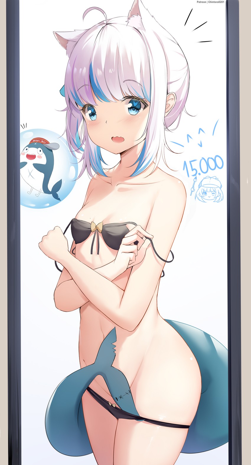 gawr gura and bloop (hololive and 1 more) drawn by chintora0201