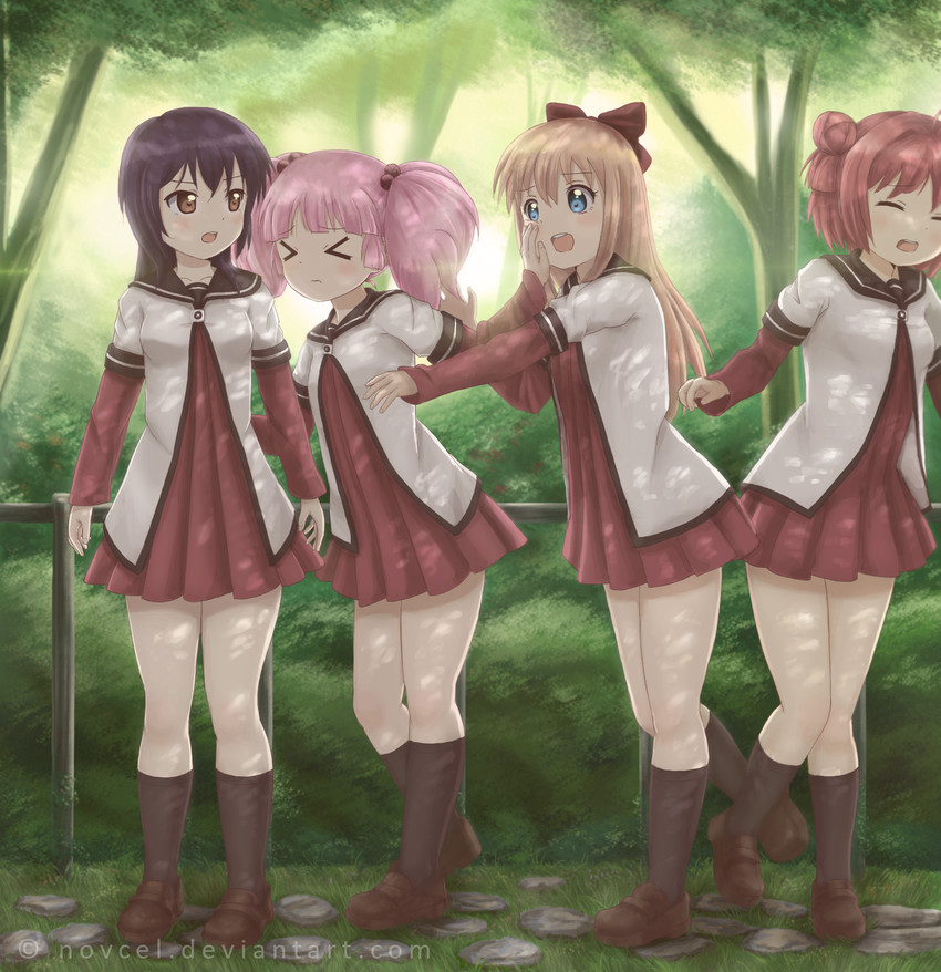 toshinou kyouko, akaza akari, funami yui, and yoshikawa chinatsu (yuruyuri) drawn by novcel