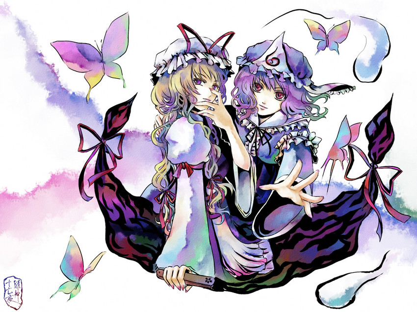 yakumo yukari and saigyouji yuyuko (touhou) drawn by kannagara_kanagi