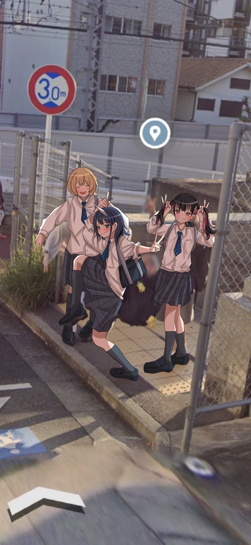aoki ruri, kashiro airi, and hagiwara yuka (ruridragon) drawn by kagura_(05410zura)