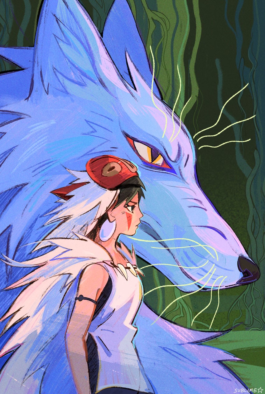 san and moro (mononoke hime) drawn by esther_b_(sublime)