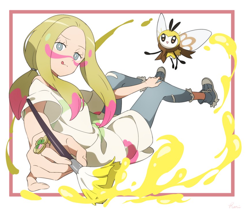 ribombee and mina (pokemon and 1 more) drawn by hari611