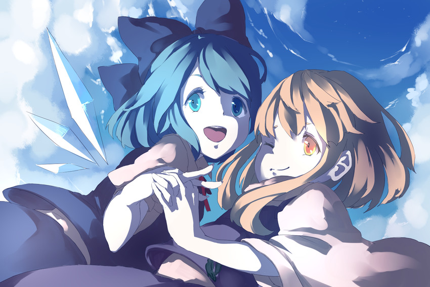 cirno and moriya suwako (touhou) drawn by chishibuki_hiyoko