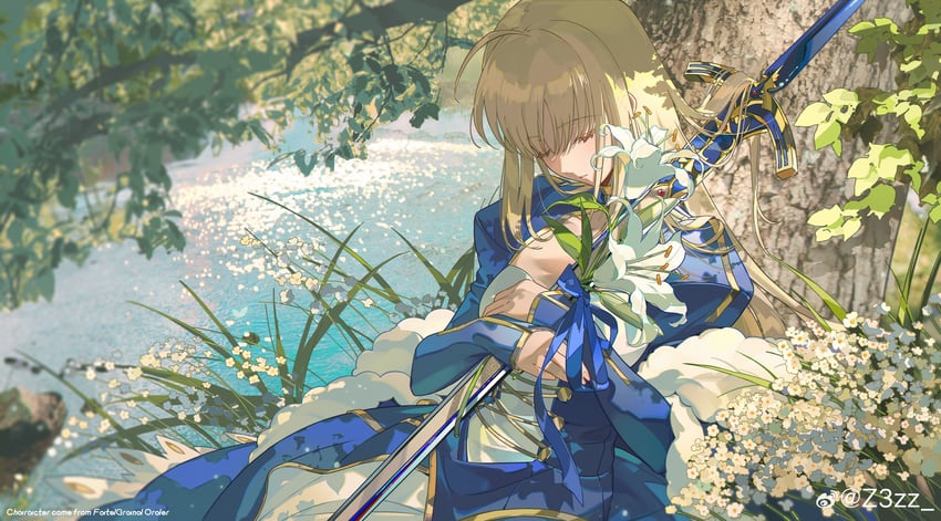 artoria pendragon and saber (fate and 1 more) drawn by z3zz4