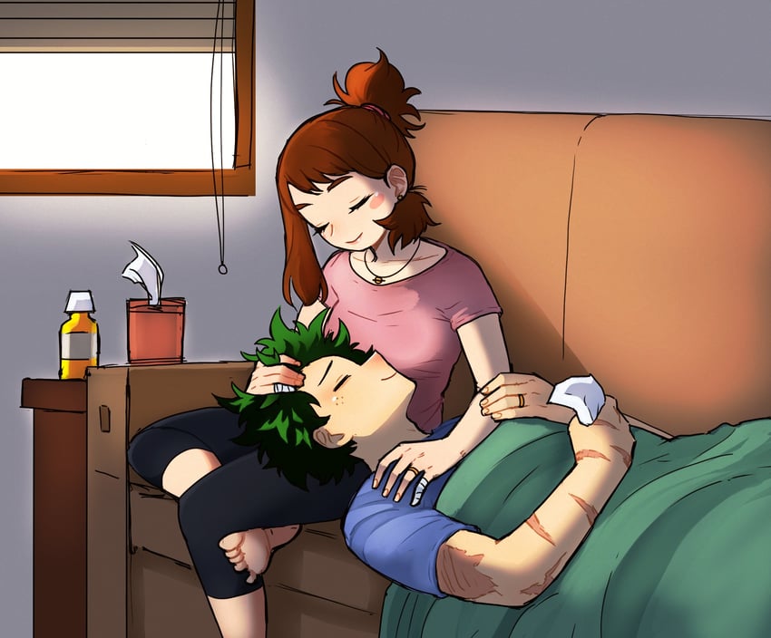 midoriya izuku and uraraka ochaco (boku no hero academia) drawn by dokidokicat