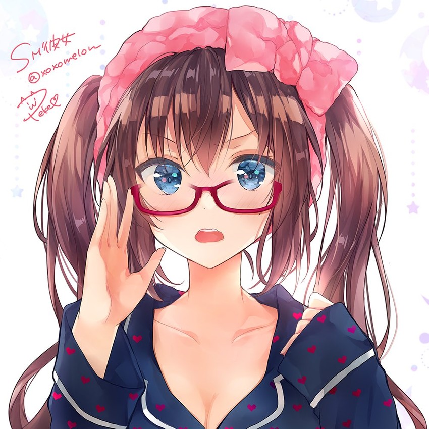 Anime girl with glasses gif