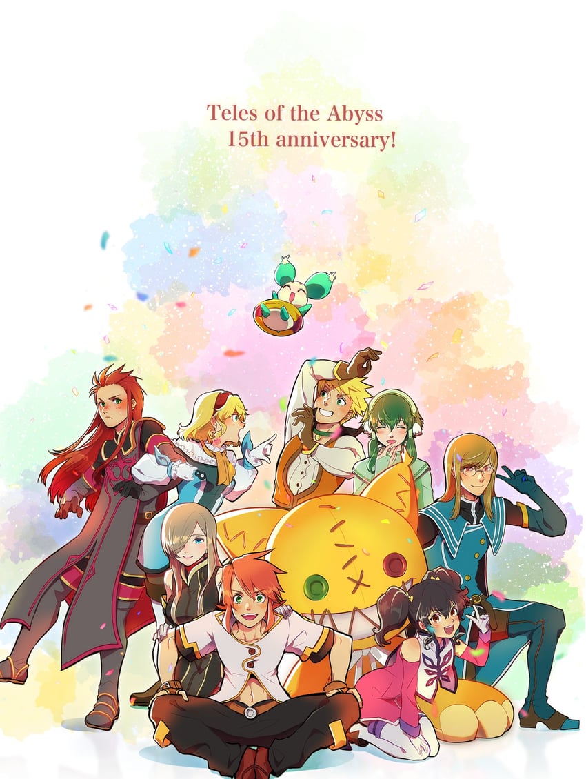 tear grants, luke fon fabre, anise tatlin, natalia luzu kimlasca lanvaldear, jade curtiss, and 5 more (tales of and 1 more) drawn by suutaso