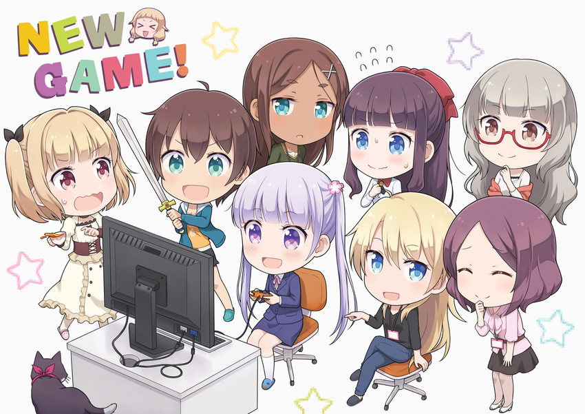 suzukaze aoba, takimoto hifumi, yagami kou, iijima yun, sakura nene, and 5 more (new game!) drawn by yuko666
