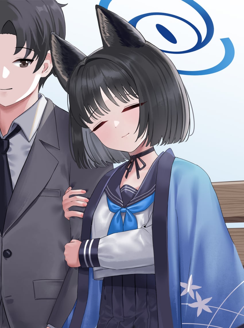 sensei and kikyou (blue archive and 1 more) drawn by ine_(ineinnen)
