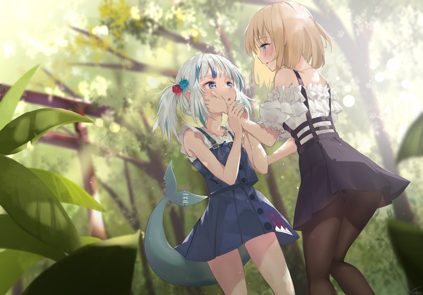 gawr gura and watson amelia (hololive and 1 more) drawn by timo_wei95