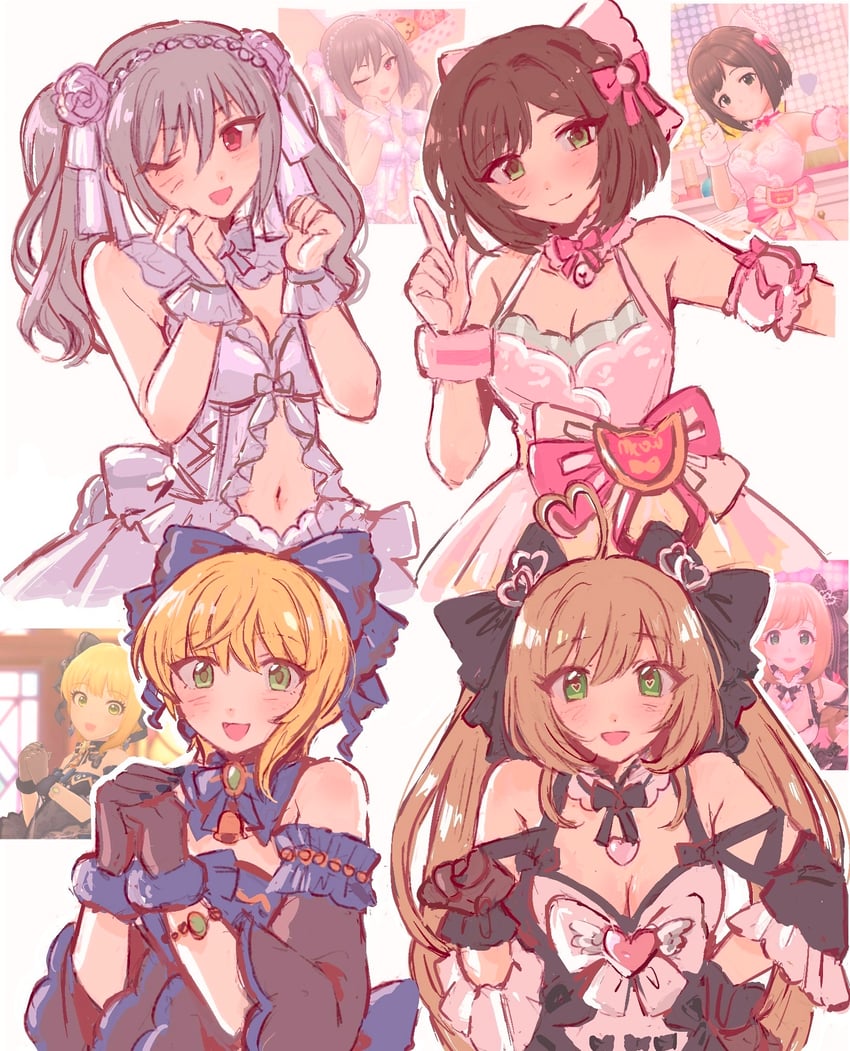 kanzaki ranko, maekawa miku, miyamoto frederica, and sato shin (idolmaster and 1 more) drawn by sana5353