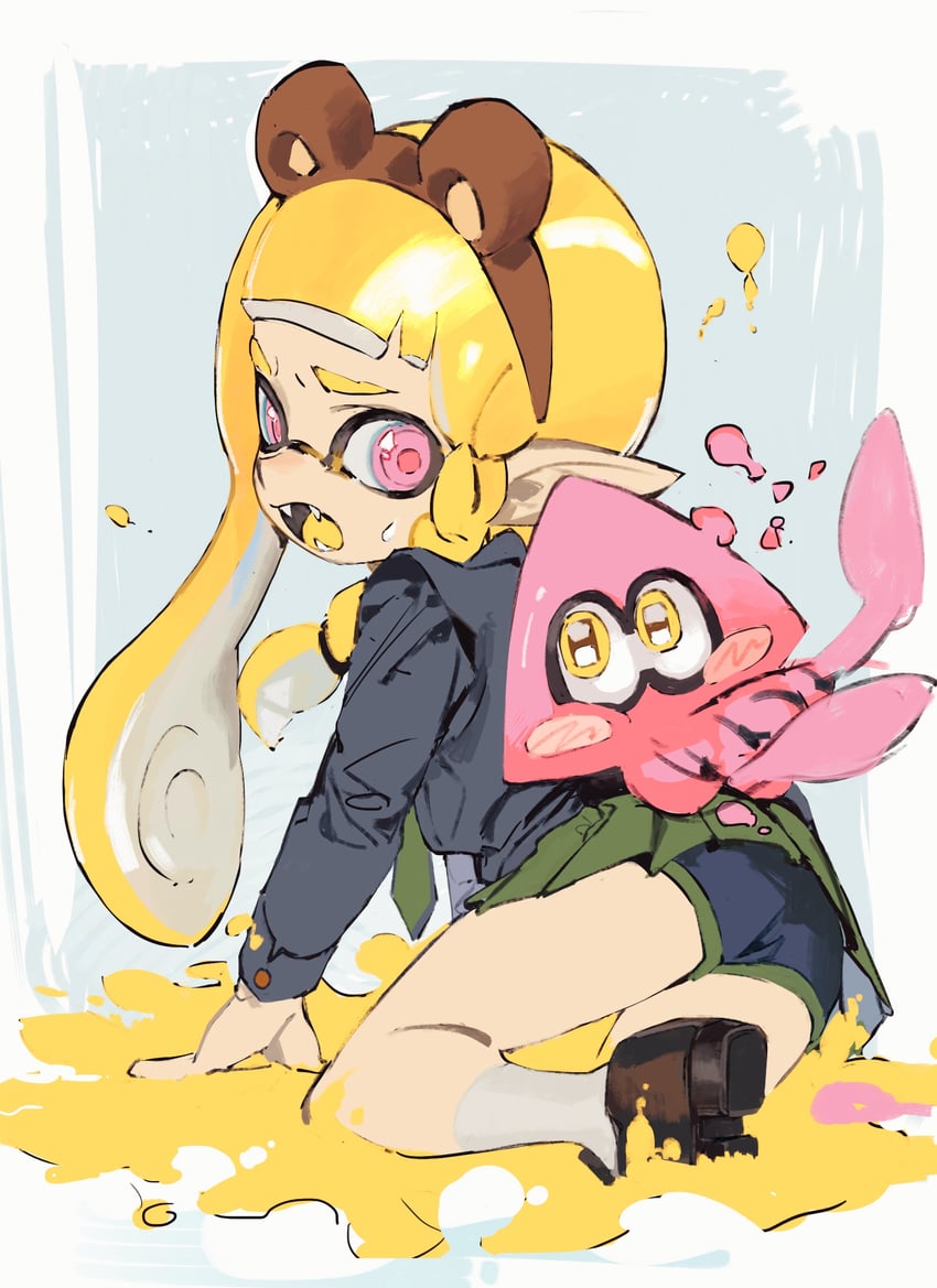 inkling player character and inkling girl (splatoon) drawn by cho3oco_(1321883958)