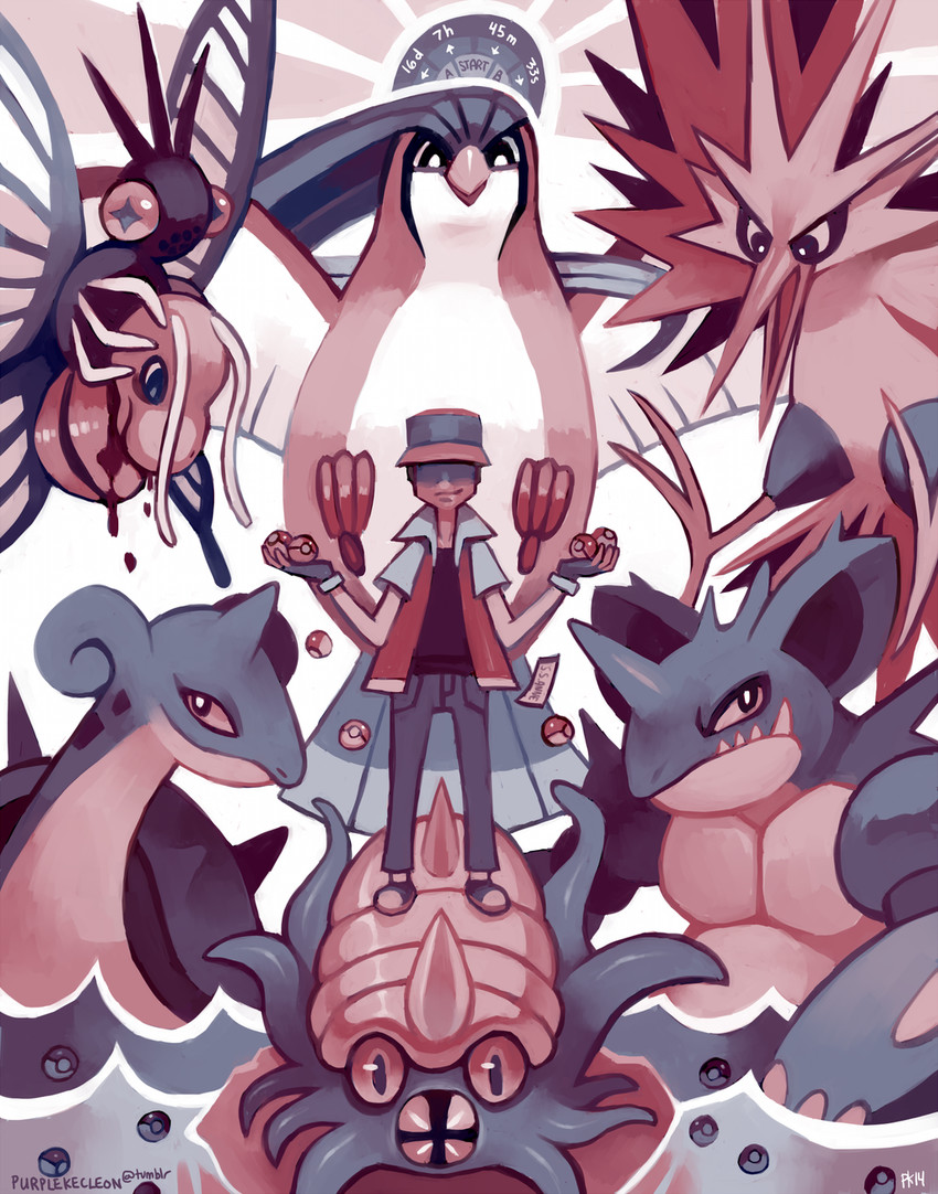 red, dragonite, lapras, pidgeot, zapdos, and 3 more (pokemon and 1 more) drawn by glitchedpuppet