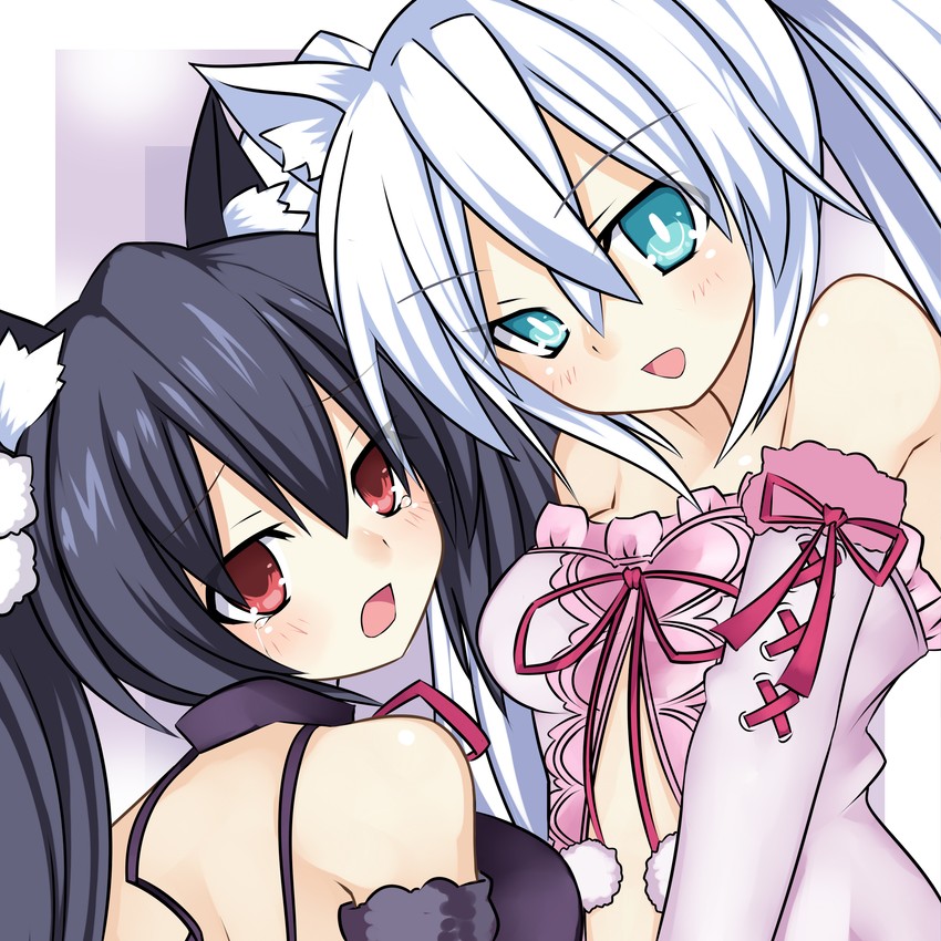 noire and black heart (neptune and 1 more) drawn by meimu_(infinity)