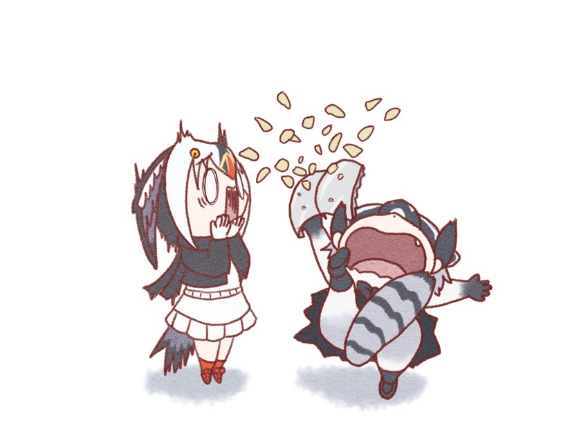 common raccoon and atlantic puffin (kemono friends) drawn by mugisepa
