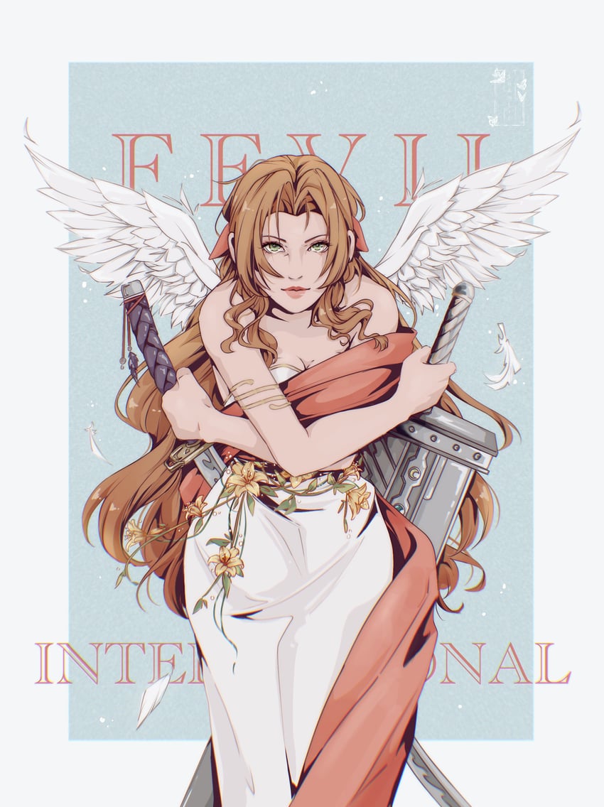 aerith gainsborough (final fantasy and 3 more) drawn by shanlieart