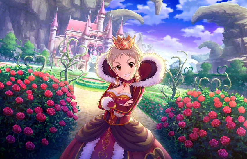 queen of hearts and senzaki ema (idolmaster and 2 more)