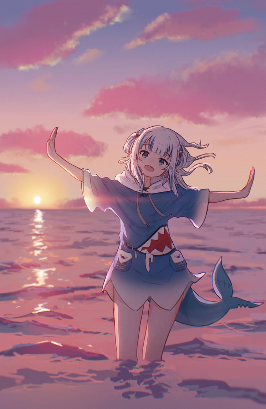 gawr gura (hololive and 2 more) drawn by waneyeye