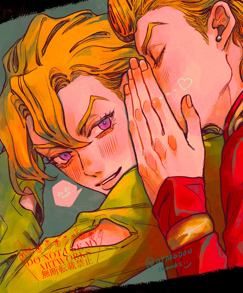 giorno giovanna and pannacotta fugo (jojo no kimyou na bouken and 1 more) drawn by okokoro_zaiku