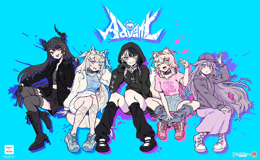 shiori novella, nerissa ravencroft, fuwawa abyssgard, mococo abyssgard, koseki bijou, and 1 more (hololive and 1 more) drawn by omocat