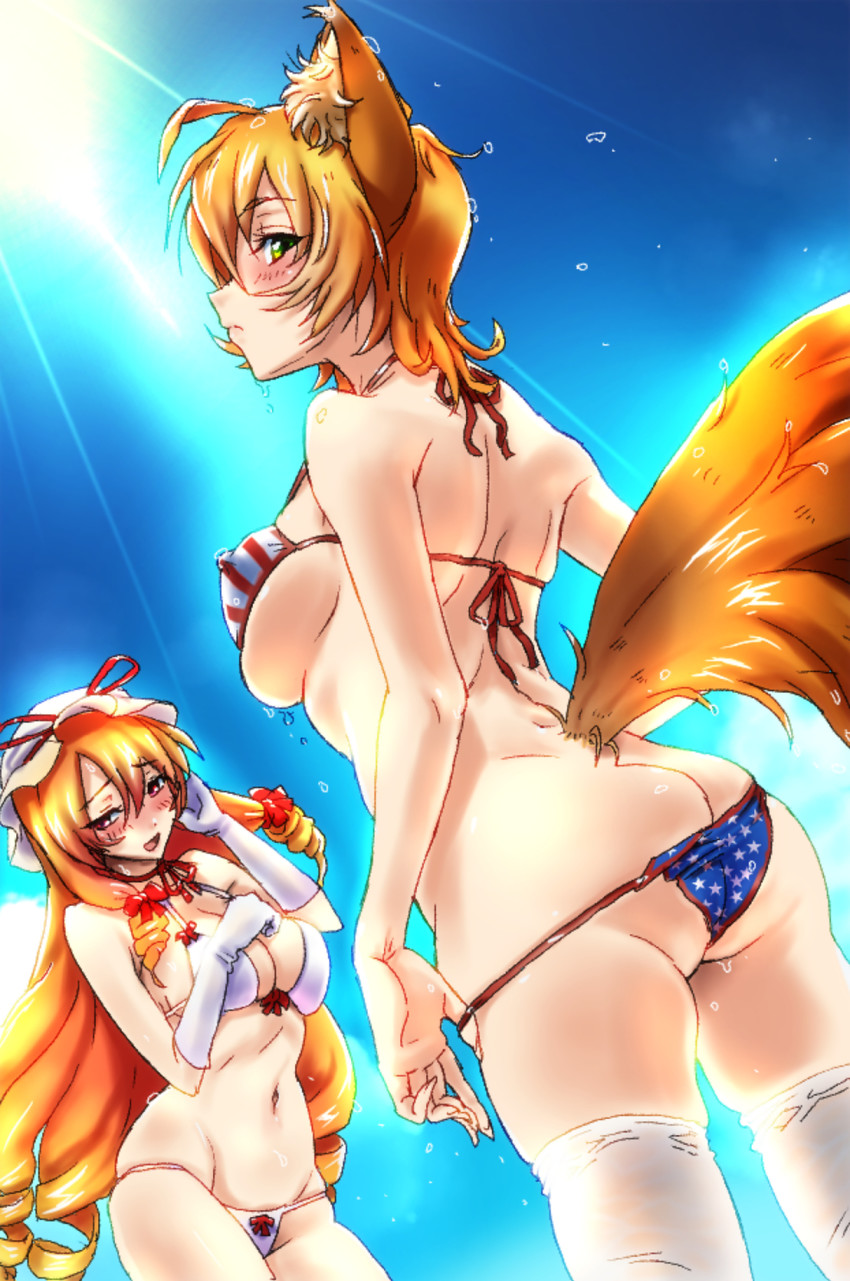 yakumo yukari and yakumo ran (touhou) drawn by kezune_(i-_-i)