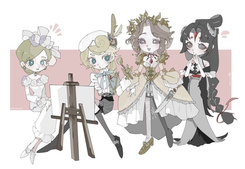 edgar valden, vera nair, michiko, and mary (identity v) drawn by xxxxxxxx