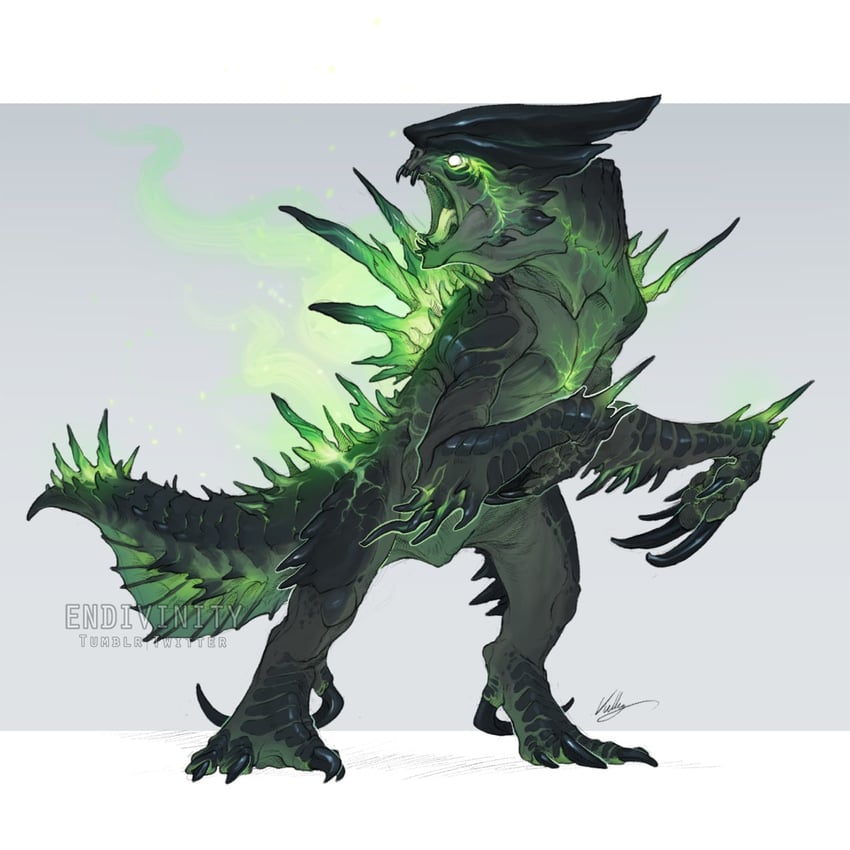 deathclaw (original and 1 more) drawn by endivinity