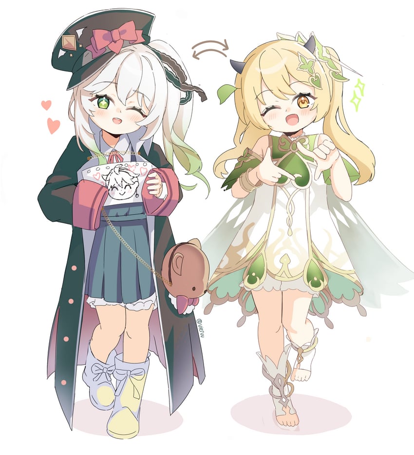 nahida and ibuki (blue archive and 1 more) drawn by vieru2n